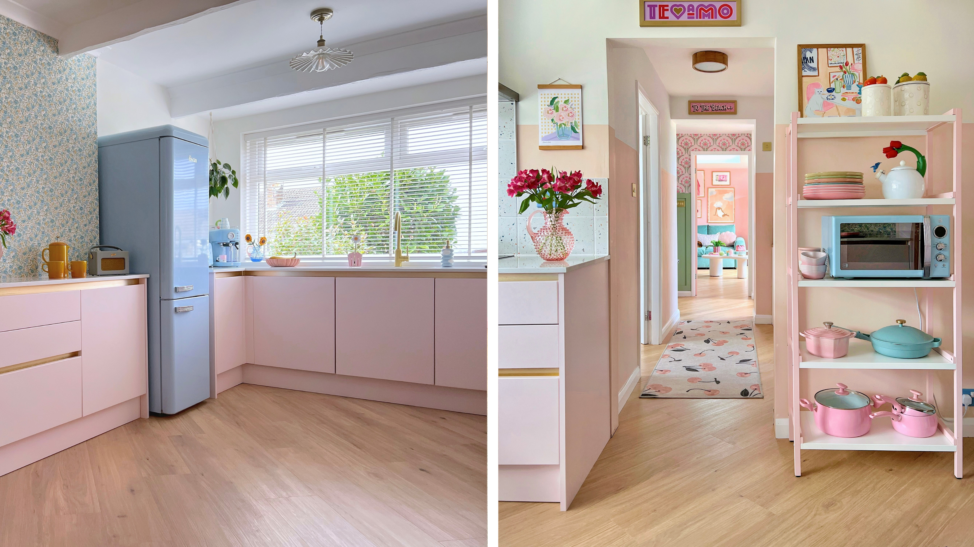 Canadian nude oak flooring in Helens kitchen and corridor