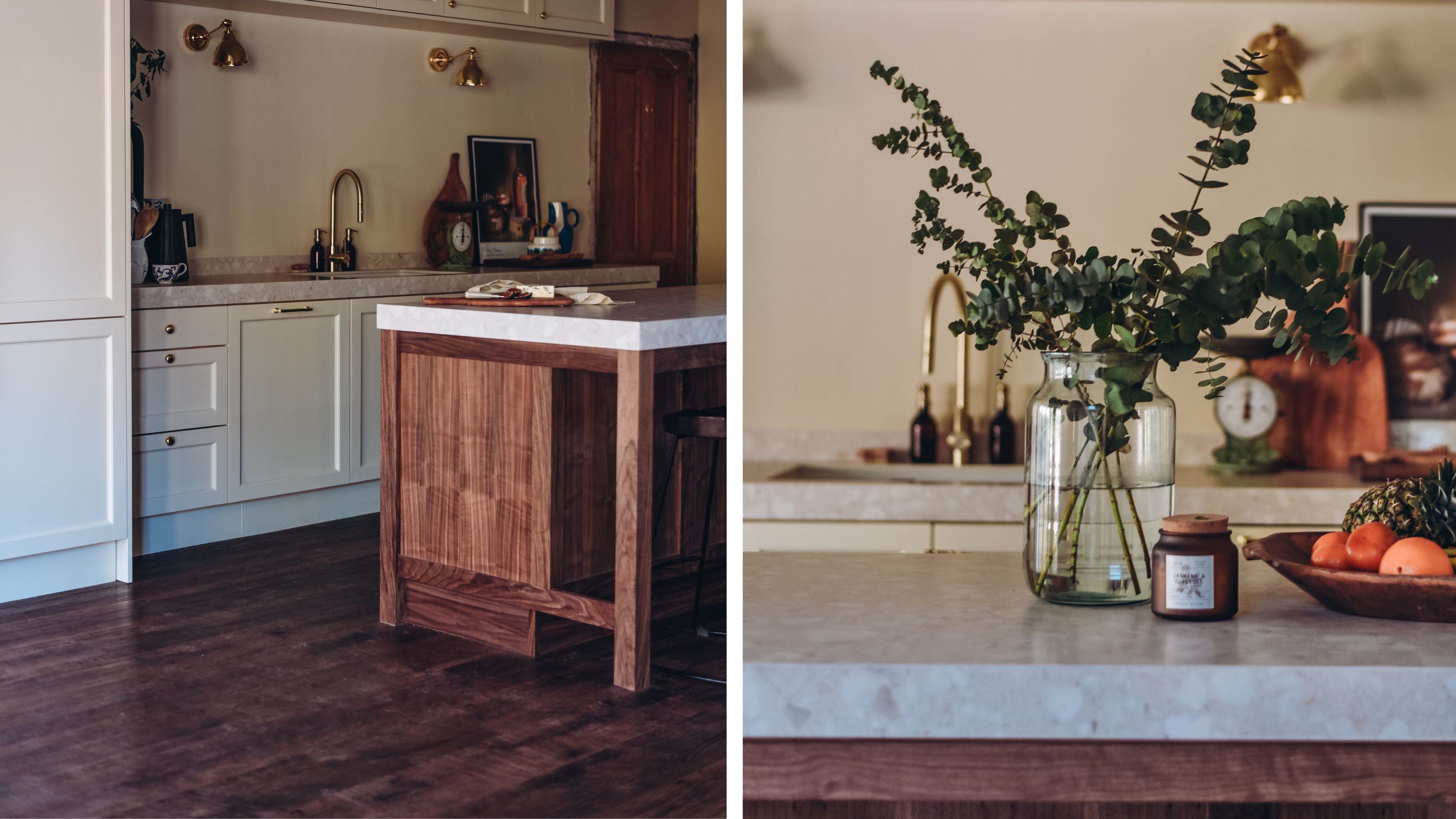 Wendy's kitchen renovated with Karndean Antique French Oak wood flooring in rigid core format
