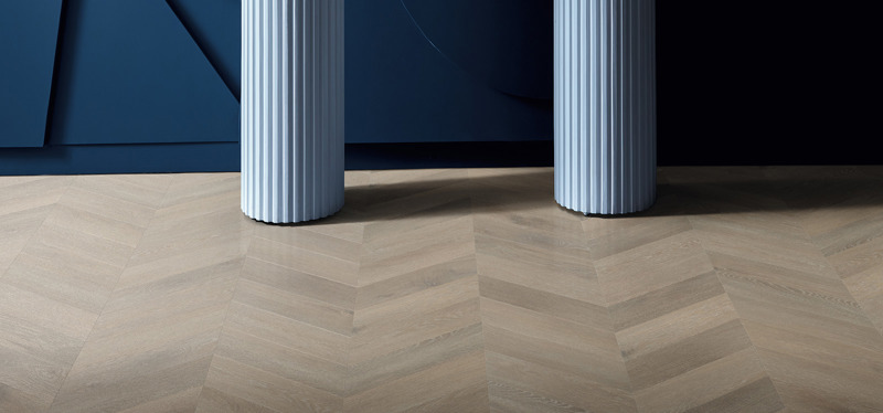 Karndean Kensington Oak rigid core chevron flooring in a reception