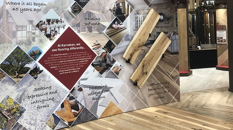2019 Karndean Designflooring Surfaces booth "See Flooring Differently" wall