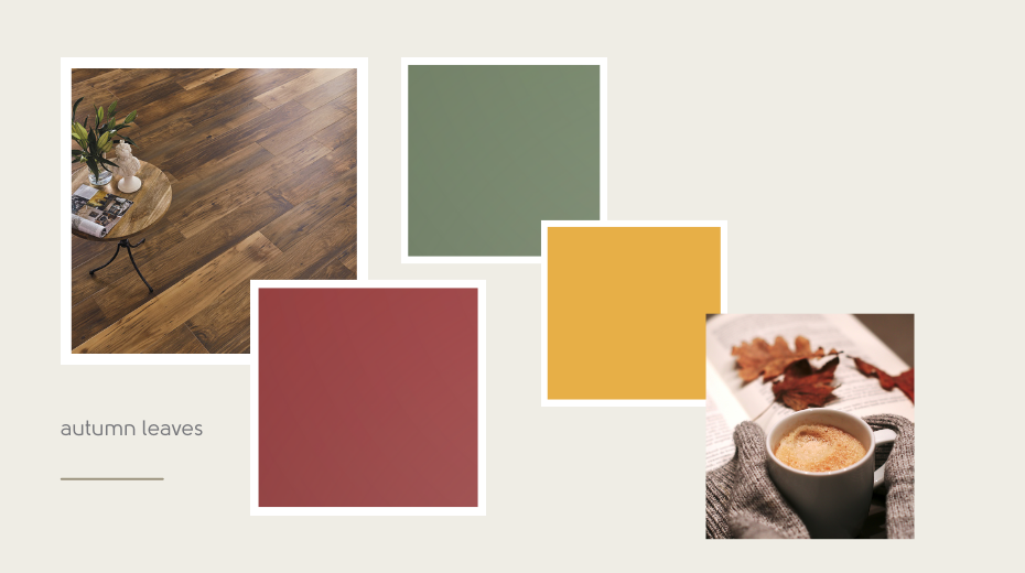 Reclaimed Chestnut from our Art Select collection paired with Farrow & Ball’s Incarnadine, Cake Green and Dulux Honey Mustard