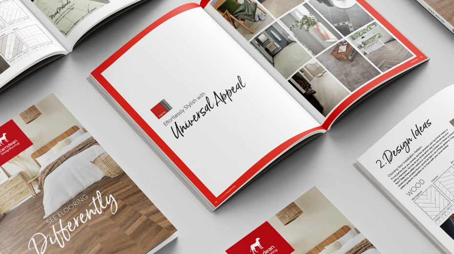 Residential brochure laying open to Knight Tile pages