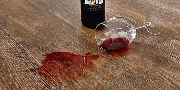 A glass of red wine spilled on Hessian Oak VGW93T floors