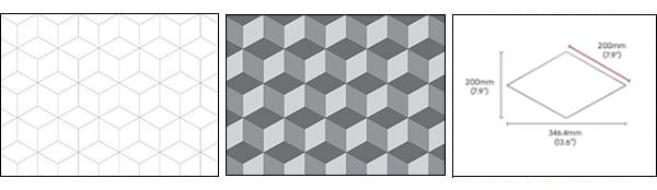 Cubix cube shape, design example and dimensions diagram