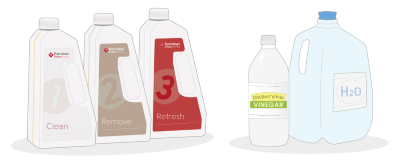 Karndean clean products and distilled water and vinegar for cleaning