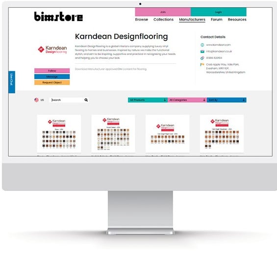 BIMstore website on computer monitor