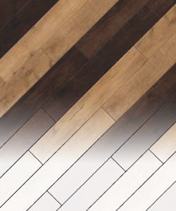 Wood LVP floor in a striped pattern