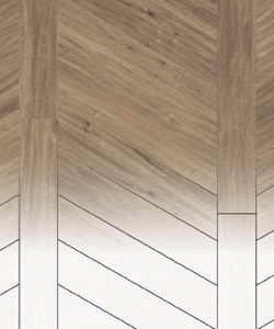Loose lay wood planks in a broken chevron pattern