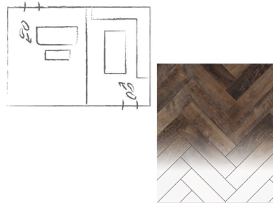 Double footpath sketch and herringbone laying pattern example
